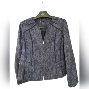 Anne Klein SZ 14 Navy Blue Lined Blazer Suit Jacket